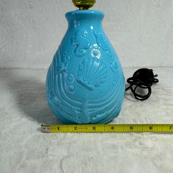 Disney Vintage Little Mermaid Lamp Blue Ceramic 1989 Base only no Shade - Picture 10 of 10